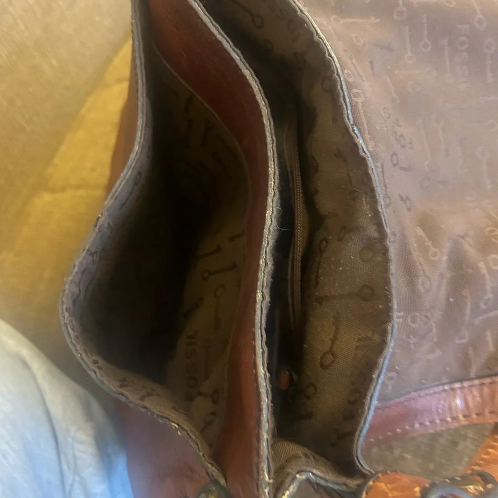 Vintage Fossil Brown Leather Shoulder Bag - Picture 5 of 5